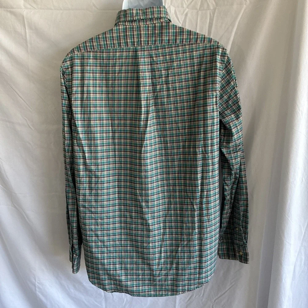 Ralph Lauren Button Down Plaid Green Blue Check Men's Size L 46 chest